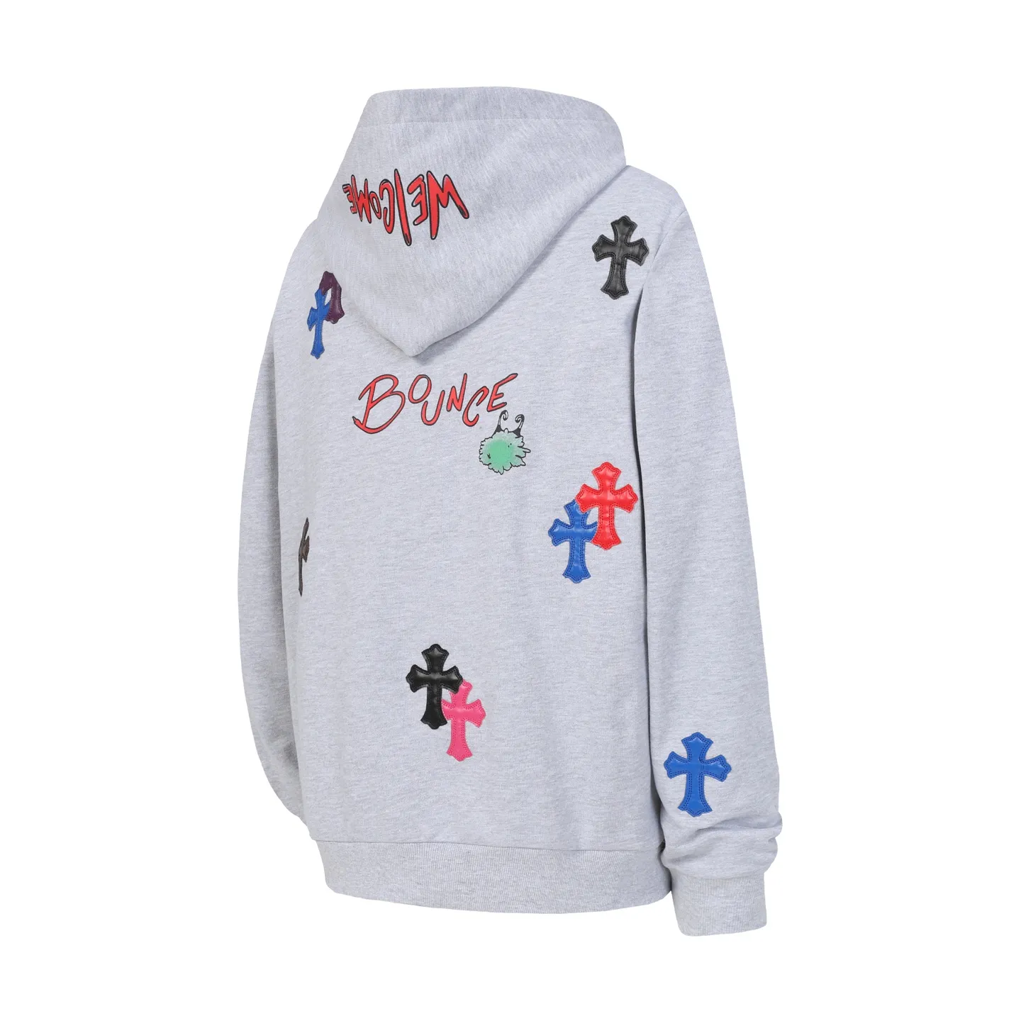 P280 #L3107 cross-border model. Those who pursue quality should not place an order. -Chrome Hearts/Chrome Hearts graffiti spoof printed leather cross✝️Hooded sweatshirt - High weight, high density and high quality. The wool is soft, delicate and skin-friendly. It feels soft and silky. It has excellent warmth and skin-friendly properties. XL
